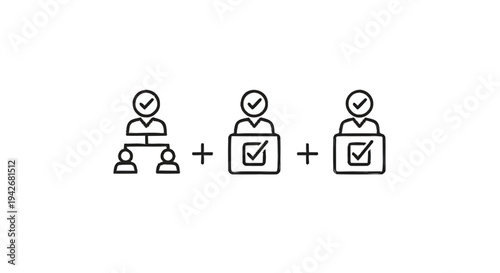 Organizational Structure and Teamwork Concept Icons.