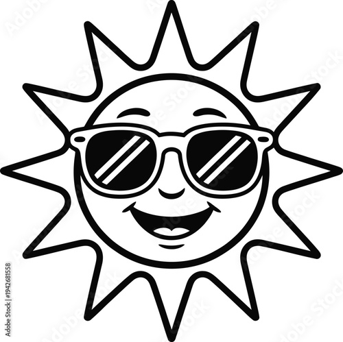 Smiling sun wearing sunglasses cartoon
