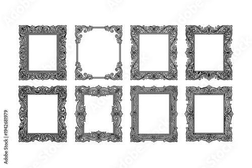 Elegant ornate frames set: vintage baroque style for art and decor designs