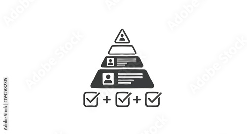 Organizational Hierarchy Pyramid with Employee Profiles and Tasks.