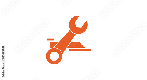 Orange Wrench Tool Icon on White Background.
