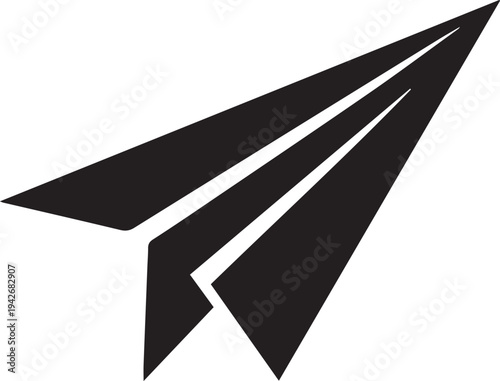 A black paper airplane on a white background Vector, illustration