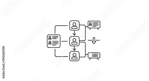 Organizational Chart Flowchart with People and Documents.