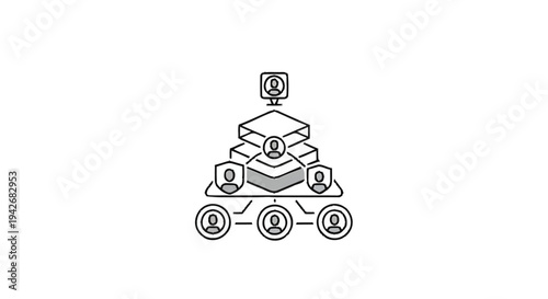 Organizational Hierarchy Structure with People Icons and Layers.