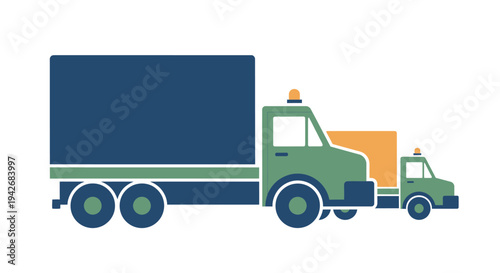 Illustration of a large and small truck side by side