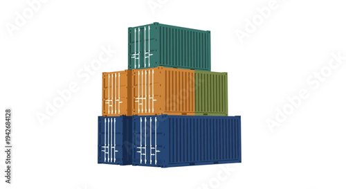 Stack of colorful shipping containers for cargo and logistics