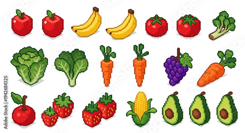 Fresh Fruits and Vegetables Illustration.