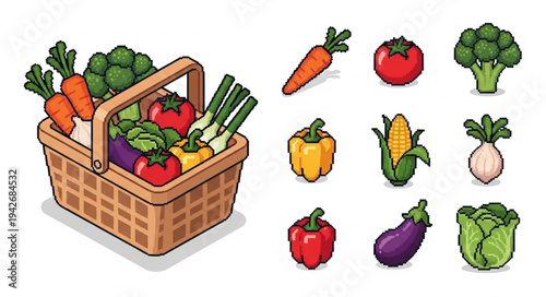 Fresh Vegetables in Wicker Basket.