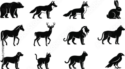 Collection of animal silhouettes