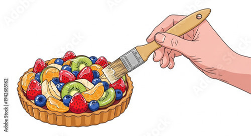 Fruit Tart with Pastry Brush Hand.
