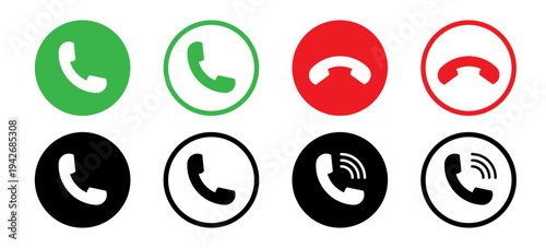 Phone call icon accept and decline. Telephone icon symbol. Vector illustration