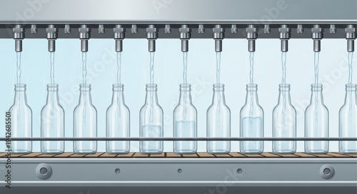 Glass Bottles on Production Line.