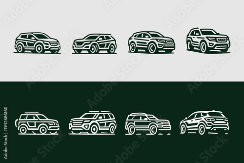 Modern SUV and Crossover Vehicle Illustrations Set