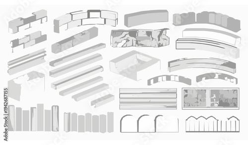 CAD Landscape Edging and Border Elements Vector Set Garden Path Design