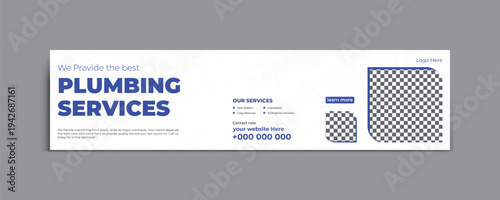 Plumbing Service LinkedIn cover Template