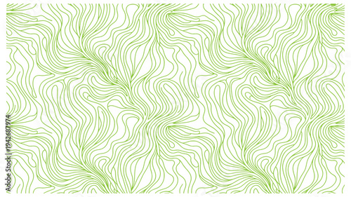 Abstract visual representation of intricate green fibrous patterns spread across a white background