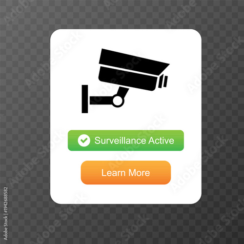 Security surveillance camera status interface. vector illustration