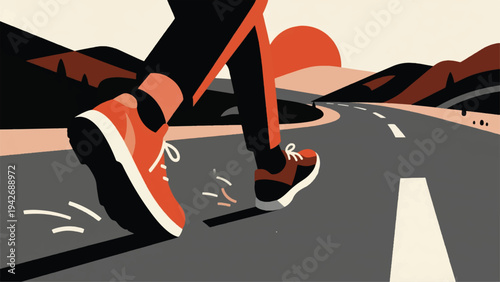 Illustration Of An Adventurer Stepping Forward Leaving The Starting Point Of The Journey Vector Design Template
