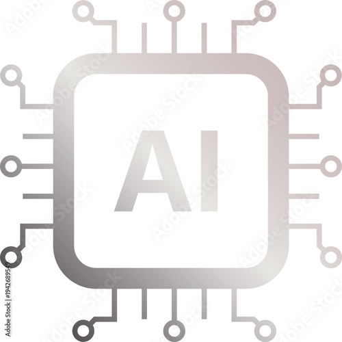 AI Processor Chip Technology Silver Icon