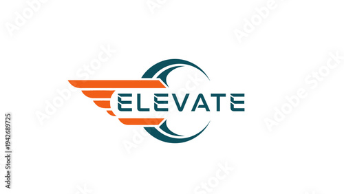 Elevate Logo with Wings and Circular Element.