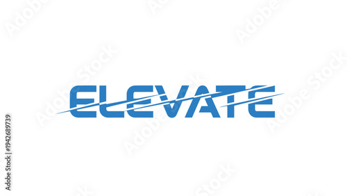 Elevate text logo with blue gradient and diagonal lines.