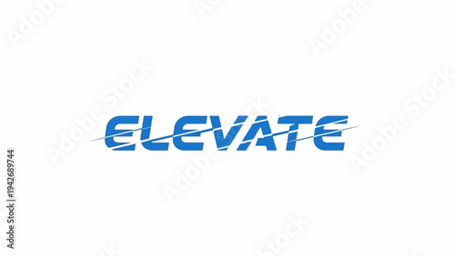 Elevate text logo with dynamic blue and white design.