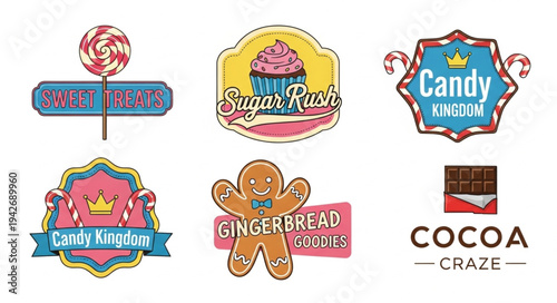 Collection of Candy and Sweet Treat Logos for Branding.