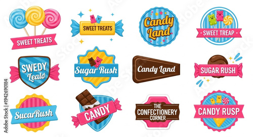 Sweet Treats and Candy Labels Collection - A Colorful Vector Set.
