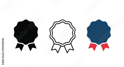 Three award ribbons in varied styles including a dark silhouette
