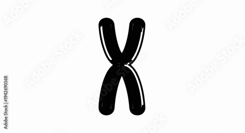 A black chromosome shape with a glossy finish on a white background
