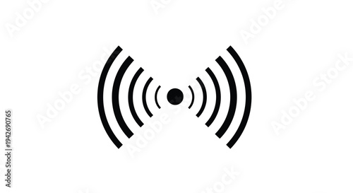 Abstract wireless signal icon with concentric circles a black silhouette