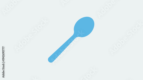 Kitchen Essentials Icon Set Vector – Flat Blue and Gray Illustrations of Spoon, Fork, Knife, Plate, Cup, Bowl, Kettle, Frying Pan for Cooking and Educational Projects