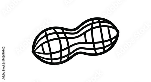 Simple black and white line drawing of a peanut silhouette