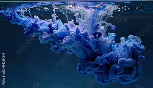 Blue Ink Swirling in Water Underwater

