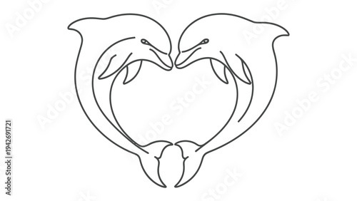 Dolphin Heart Illustration: A heartwarming illustration of two dolphins forming a heart shape, a symbol of love and affection.