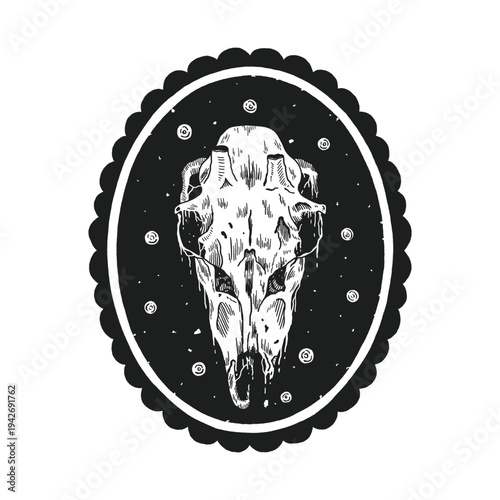 goat skull death metal dark art illustration