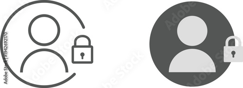 User Profile Lock. User account security and privacy. Locked profile concept for authentication, data protection, and secure login systems. Flat illustrator vector file. High quality image