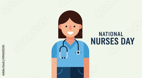 Celebrating National Nurses Day with a friendly healthcare professional wearing a stethoscope and scrubs, honoring their dedication and service