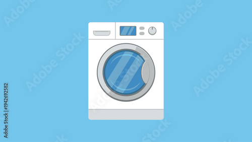 Flat simple vector illustration of a laundry washing machine