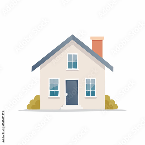 Charming minimalist flat design house illustration with cozy residential property depiction. Modern home architecture icon for real estate and housing concepts