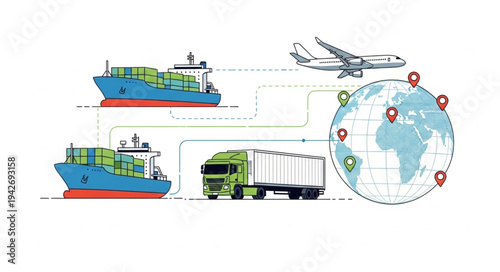 Global Logistics Shipping Transportation Network.