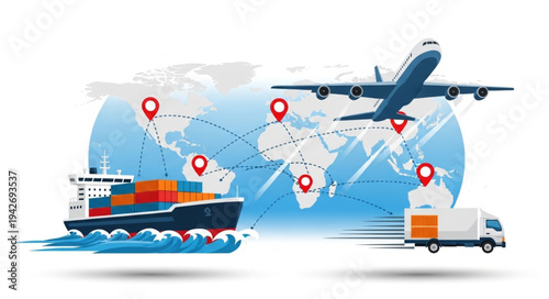Global Logistics Shipping Transportation Network.