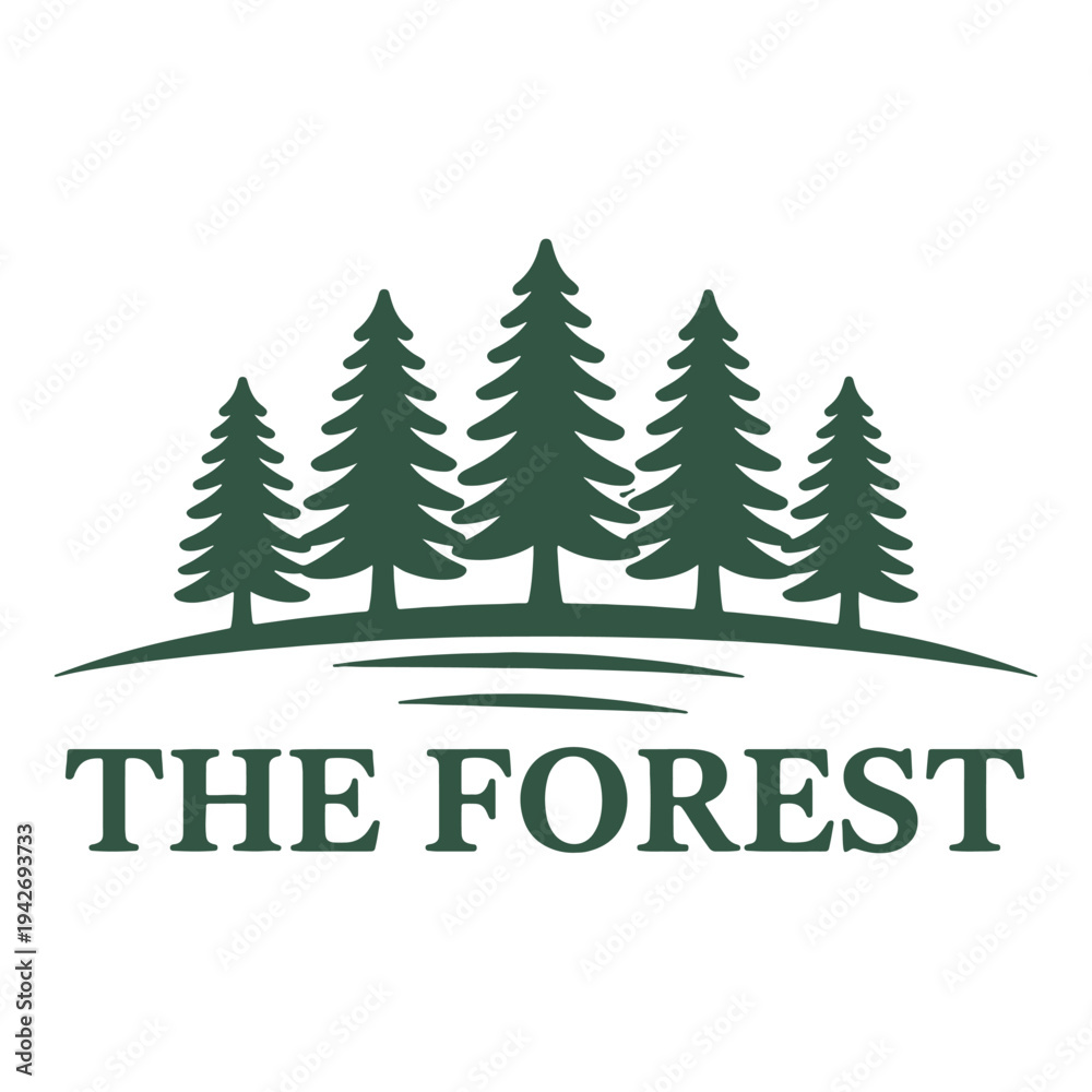 Fototapeta premium A stylized logo featuring trees with the text the forest beneath them