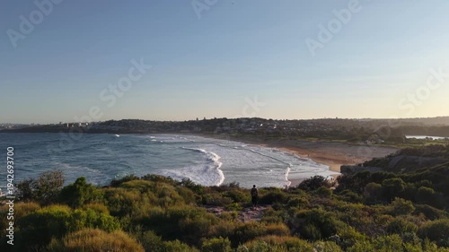 Amazing Curl Curl Drone Point of View, Northern Beaches, NSW, Sydney, Australia. Beach, Nature, Ocean.