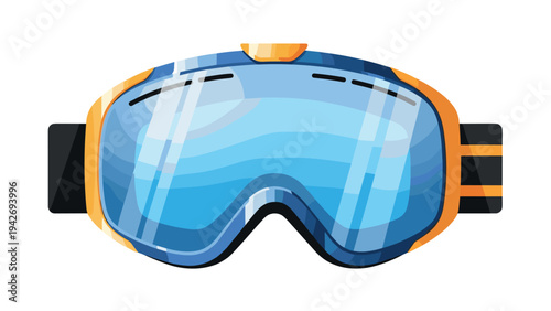 Modern ski goggles with blue lens and striped design for winter sports