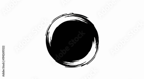 A bold, black, imperfect circle with brushstroke texture