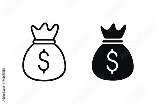 Money bag icon in flat style. Moneybag vector illustration on isolated background. Coin sack sign business concept.