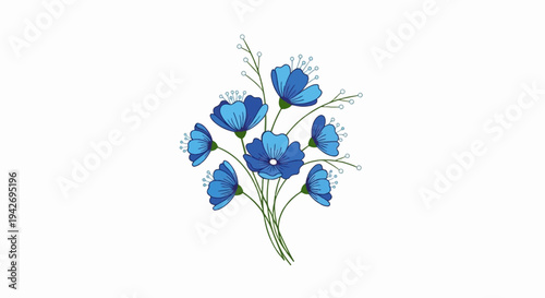 A bouquet of blue wildflowers with delicate petals and green stems
