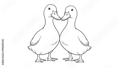 Kissing Ducks: Two adorable ducklings share an intimate moment, their beaks touching in a sweet kiss, a testament to affection and companionship.