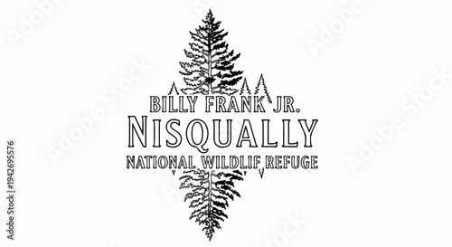 A black and white emblem with trees and text about a wildlife refuge